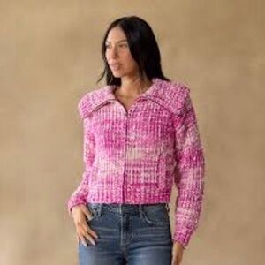 SUNDANCE Zip‎ Down Mock Neck Cable Knit Cardigan Sweater Size M